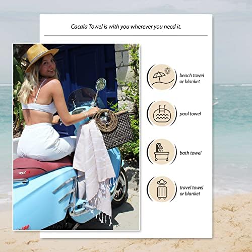 Cacala Lightweight and Thin Turkish Beach Towel 100% Cotton Sand-Free and Quick-Drying Goodness Perfect as an Extra Large Travel Towel, Beach Accessory, or Gift for Beach Lovers, 37 x 70 - Image 4