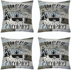Feelyou Happy Camping Cushion Case Camper Throw Pillow Covers 16"x16" Set of 4 Gifts for RV Owners Rustic Farmhouse Style Decorative Pillow Case Pillowcase Vintage Wooden Outdoor Pillows Covers - Image 6