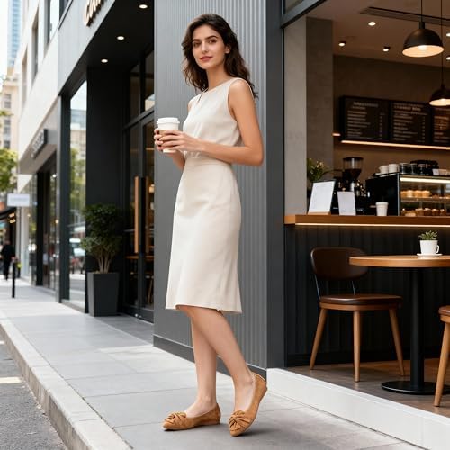 Aomigoct Comfortable Dressy Flats for Women: Cushioned Insole & Lightweight for All-Day Office Comfort - Slip On & Foldable for Working Professional with Bow - Image 3