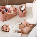 Baby Diaper Caddy Organizer with Matching Zipper Pouch, Soft Corduroy Diaper Storage Basket, Nursery Organizer with Removable Divider, Newborn Essentials, Baby Registry Must Have, Gift for Baby Shower - Image 4
