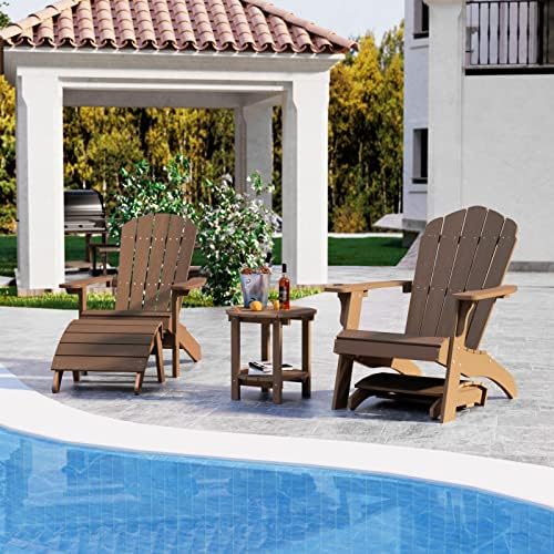 YEFU Folding Adirondack Ottoman Outdoor, Teak - Image 3