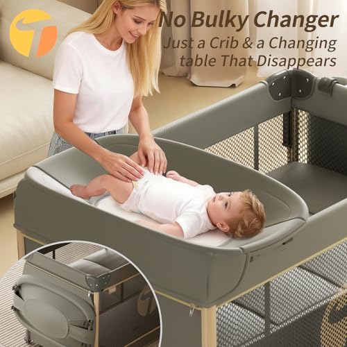 4-in-1 Pack and Play, with Musical Toy Rack & Bag, Crib Organizer - Image 3