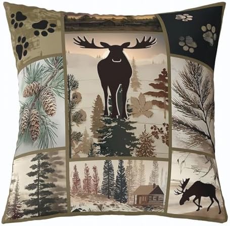 Feelyou Bear Deer Throw Pillow Covers Soft 16" x 16" - Image 4