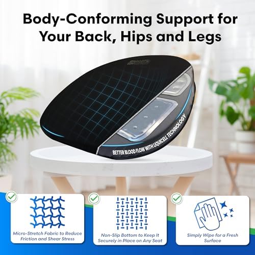 ERGO21 Travel Seat Cushion with LiquiCell® Membrane (Now Upgraded) - Thin Orthopedic Cushion for Sciatica, Tailbone, Back Pain Relief – Lightweight Foldable | Car, Truck, Airplane, Office & Home - Image 3