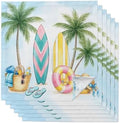 Cloth Napkins Set of 6-20x20 Inches, Summer Beach Surfboard Washable Reusable Table Napkins, Tropical Palm Tree Swimming Ring Soft & Absortbent Dining Napkin for Party Wedding Hotel Restaurant by Unknown