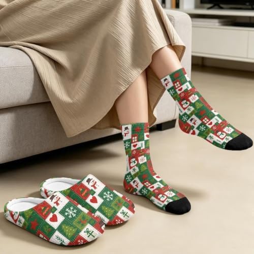 Jeiento Womens Fuzzy Slipper and Socks Winter Warm Gifts for Mom,Wam Cozy Indoor Socks Comfort Home Shoes - Image 3