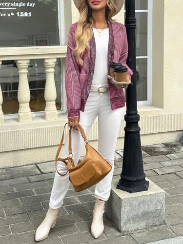 Saodimallsu Womens Open Front Cardigans Waffle Knit Sweaters with Pockets - Image 4