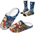 Jeiento Women's Fuzzy Slippers and Sock Set Warm Cozy Memory Foam House Shoes Soft Slip-on Slides Spa Slippers for Hotel by Jeiento