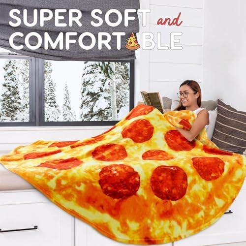 Zulay Kitchen (60 Inch) Giant Pepperoni Pizza Blanket - Novelty Big Pizza Blanket Adult and Kids - Premium Soft Flannel Round Pepperoni Throw for Indoors, Outdoors, Travel, Home and More - Image 4