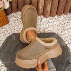 Womens Chunky Platform Slippers Fleece Lined House Clogs - Image 2