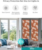 Window Privacy Film Frosted, Terracotta Botanical Reusable Static Cling Window Tints, Summer Palm Leaves Foliage Tropical Heat Control Windows Films for Offices, Balcony, 29.5 x 118 Inches - Image 6