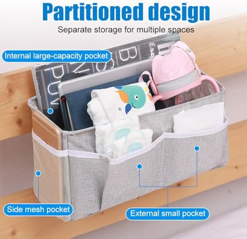 2Pcs Portable Bedside Hanging Caddy (Dark gray ) - Image 3
