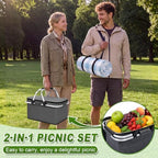 Domensi 2-in-1 Picnic Basket & Blanket Set, 30L Insulated Cooler Bag - Image 6