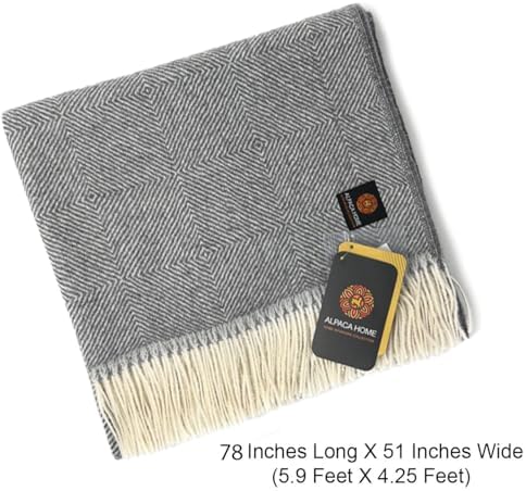 Alpaca Home | Dynasty Throw Blanket | 100% Pure Baby Alpaca Wool • Hypoallergenic, Soft & Cozy • Ethically Sourced | Softer & Warmer Than Wool (Electric Company) - Image 2