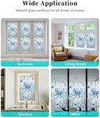 Window Privacy Film Frosted, Coastal Octopus Reusable Static Cling Window Tints, Blue Ocean Coral Summer Beach Seaweed Heat Control Windows Films for Offices, Balcony, 29.5 x 118 Inches - Image 7