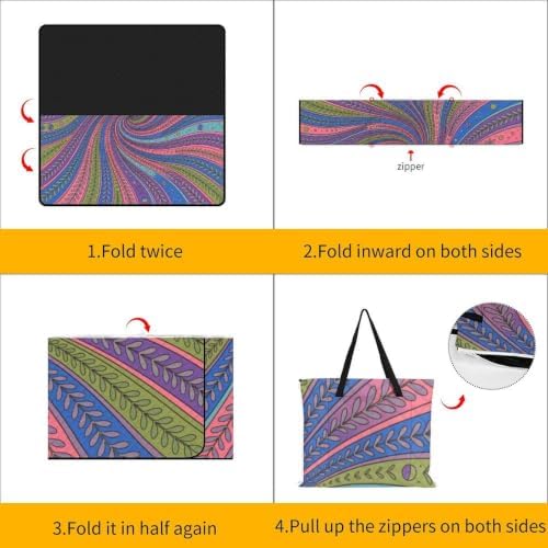 Large Foldable Picnic Blanket Abstract Print Purple Pink 78.7x78.7 Inch - Image 4