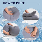 DOWNCOOL Large Body Pillow Insert with Cooling Cover - Soft Long Bed Pillow for Summer - Breathable Full Body Pillow for Adults - 20x54 inch (Grey, with Cover) - Image 6