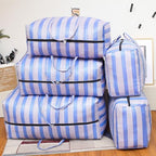 Large Nylon Woven Bag Moving Bag,75L/100L/120L/160L/230L Blue and White Stripes Laundry Bag Reusable Zipper Bag for Packing,Blankets,Duvet (3,90x50x40cm) - Image 6