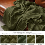 PHF Lightweight 100% Cotton Waffle Blanket for Bed, Twin XL, Capulet Olive - Image 6