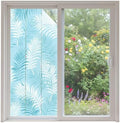 Window Privacy Film Frosted, Blue Botanical Non-Adhesive Static Cling Window Tint, Summer Palm Leaves Foliage Tropical Insulated Windows Frosted Films for Living Room, 35.4 x 78.7 Inches by Unknown
