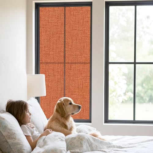 Window Privacy Film Frosted, Burnt Orange Static Cling Door Window Covering, Rustic Farmhouse Solid Color Fall UV Blocking Windows Film for Office, Hotel, Bedroom, 29.5 x 78.7 Inches - Image 2
