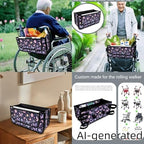 LedBack Floral Walker Accessories Sets Purple Butterfly Wheelchair Bag for Seniors Rollator Seat and Backrest Covers Universal Storage Basket - Image 5