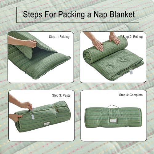Toddler Nap Mat with Pillow & Minky Dot Blanket, Extra Large Roll Up Sleeping Mat for Daycare, Preschool & Kindergarten,Slumber Bags for Girls - Image 4