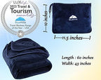 BlueHills 2 Pack Travel Blanket Pillows Set of Two Airplane Traveling Essentials Flight Throws in Bag Compact Large Plane Accessories – Gray and Navy Blue - Image 3