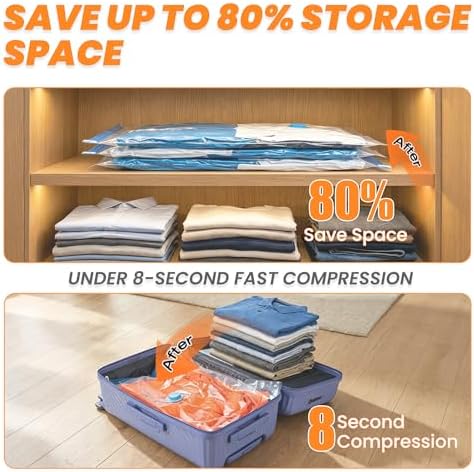 16-Pack Vacuum Storage Bags with Rechargeable Pump, 4 Sizes for Home - Image 4