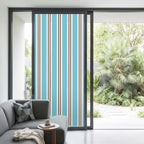 Window Privacy Film Frosted, Blue Brown Striped Non-Adhesive Static Cling Window Tint, Modern Farmhouse Vertical Stripes Insulated Windows Frosted Films for Living Room, 35.4 x 78.7 Inches - Image 2