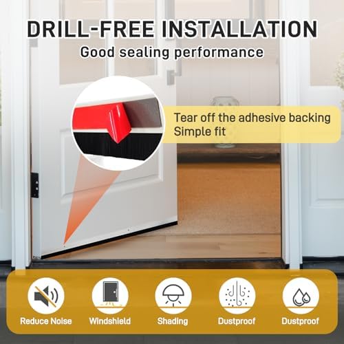 2 Pcs Door Sweep Door Brush Bottom Sweep with H-Shape Aluminum Alloy Base for Home、Industrial，1.6-Inch Door Brush (2.6Inch Wx39.4Inch L),White - Image 4