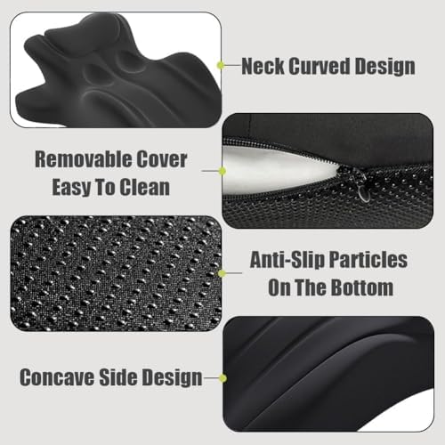 Memory Foam Couples Pillow, 27° Ergonomic Wedge, Black - Image 6