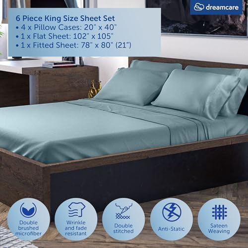 DREAMCARE King Size Sheets Set - 6 pcs Breathable Cooling Sheets King Size - Image 3