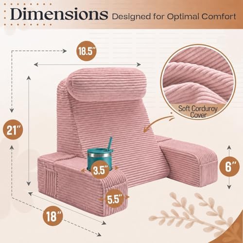 Reading Pillow/Backrest Pillow with Arms, Cup Holder & Phone Pocket - Image 6