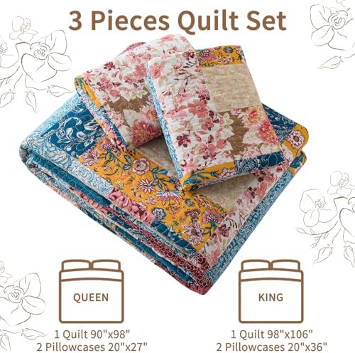 VAPUTAR Cotton California King Size Bedding Set, Farmhouse Bedspread - Image 5