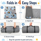 Toddler Nap Mat with Pillow & Blanket for Daycare, Extra Large Kids Nap Mat for Preschool Kindergarten, Roll-Up Sleeping Mat for Boys, Easy Carry Travel Camping Slumber Bag - Image 4