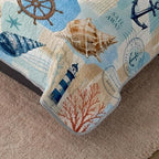 HOSIMA Vintage Nautical Coastal Quilt Set Twin Size with 2 Pillowcases. - Image 4
