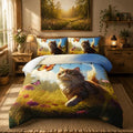 Nttopship Cute Cat Comforter Set - 3Piece Spring Theme Kid & Adult Queen Size Soft Warm Comforter & Pillow Case by Nttopship