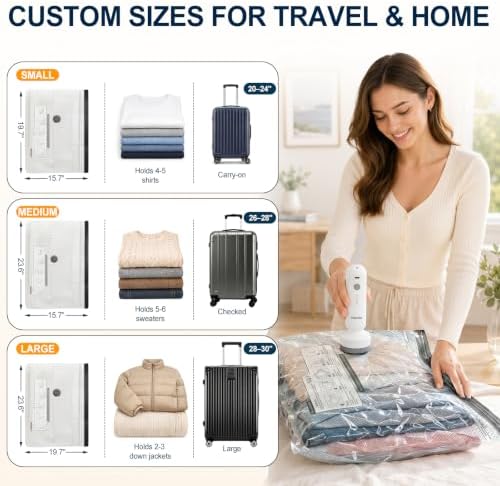 Travel Vacuum Storage Bags, Airtight Space Saver with Pump,15 Combo - Image 5