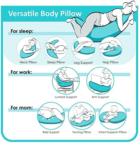 BYRIVER 39" C Shaped Body Pillow for Side Sleeping Adults Men Women, Anxiety Relief Hugging Gaming Pillow, Pregnancy Maternity Leg Knee Support Pillow, Gifts for New Moms, Washable Pillowcase(L) - Image 3