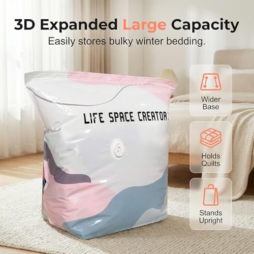 No‑Pump Vacuum Storage Bags, 2026 New Cube Compression Space Saver Bags, Large Storage Compression Bags Press & Seal, Vacuum Seal Bags for Clothes, Comforters, Blankets (3 Pcs, Large) - Image 3
