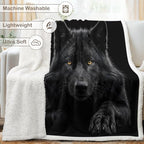 Black Wolf Sherpa Blanket Animal Print Throw Blanket for Men Soft Warm Cozy 60x80 Inches Dark Power Design Bedroom Couch Decor Gift for Birthday Housewarming Anniversary - Image 6