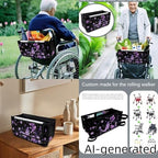 LedBack 3 Pcs Sets Rollator Walker Accessories Purple Butterflies Lightweight Rollator Walker Seat & Backrest Covers, Rollator Storage Basket - Image 5