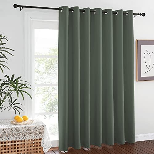 NICETOWN Blackout Sliding Door Curtains 84 inch Length - Grommet Thermal Curtain Room Darkening Sound Reducing Drape for Bedroom/Living Room (Dark Mallard, 1 Panel, W100 x L84) by NICETOWN
