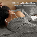 PHF Lightweight 100% Cotton Waffle Blanket for Bed, Twin XL, Dark Grey - Image 2