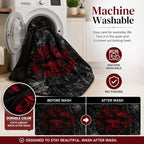CCoutueChen Gothic Black Rose Bedding Set Full Size, Red Sexy Lip Comforter Set for Girls Women, 3 Pieces Soft Fluffy Microfiber with 2 Pillowcases, 79"x90" - Image 4