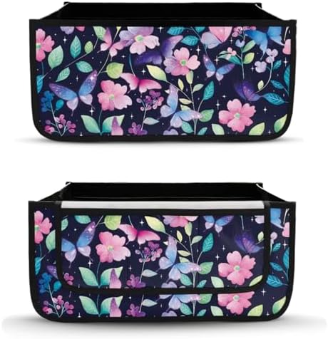 LedBack Flowers Mobility Scooter Accessories for 3 Pcs, Leaves Floral Rollator Walker Seat and Backrest Covers Rollator Walker Storage Basket for Seniors - Image 3