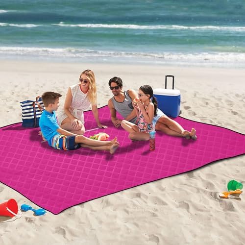 Outdoor Picnic Blanket Water Resistant Party Waterproof Blanket 80"X60" for Outdoorsy People Picnic Items, Neon Pink - Image 6