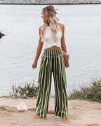 Angerella Womens Elastic High Waisted Palazzo Pants Casual Wide Leg Long Lounge Pant Trousers with Pocket - Image 2