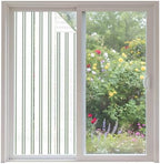 Window Privacy Film Frosted, Green Lines Non-Adhesive Static Cling Window Tint, Modern Vertical Striped Vintage Minimalist Insulated Windows Frosted Films for Living Room, 35.4 x 78.7 Inches by Unknown